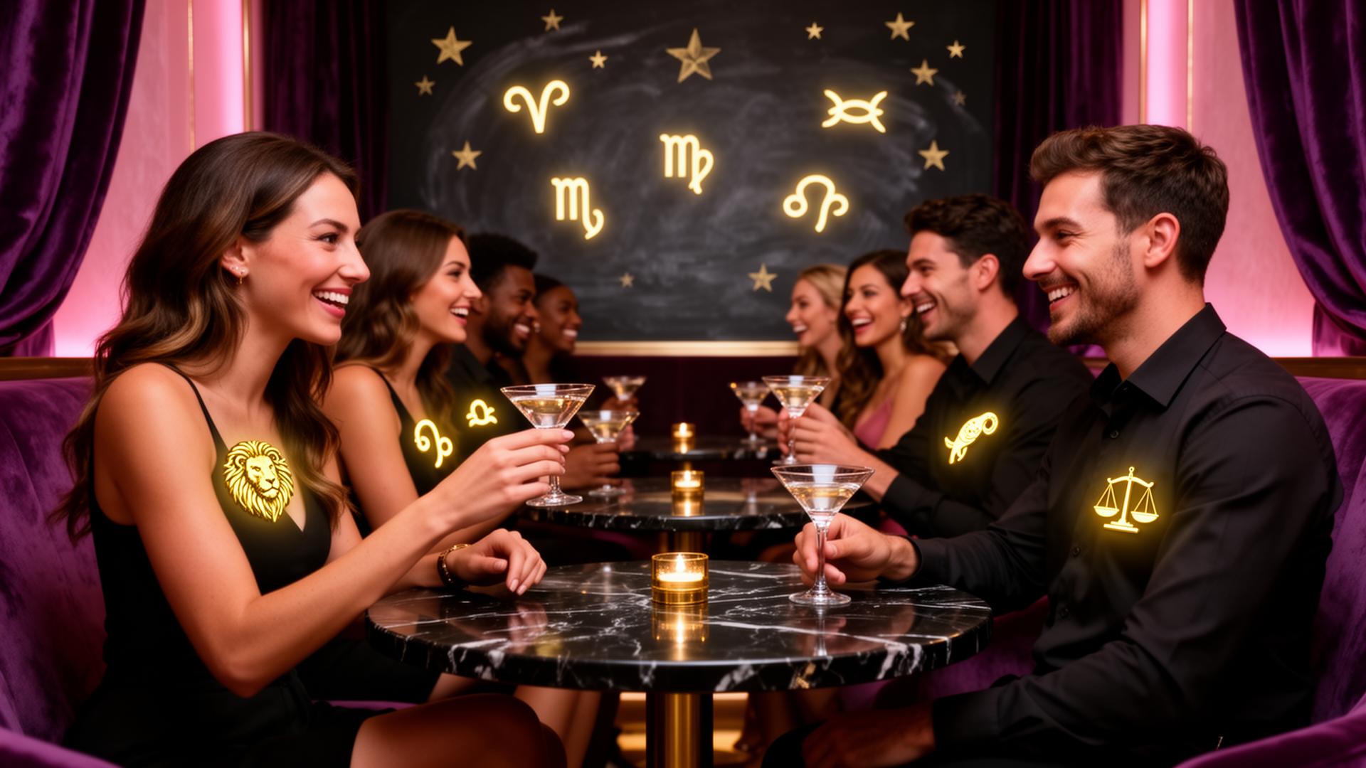 Two martinis with zodiac wheel